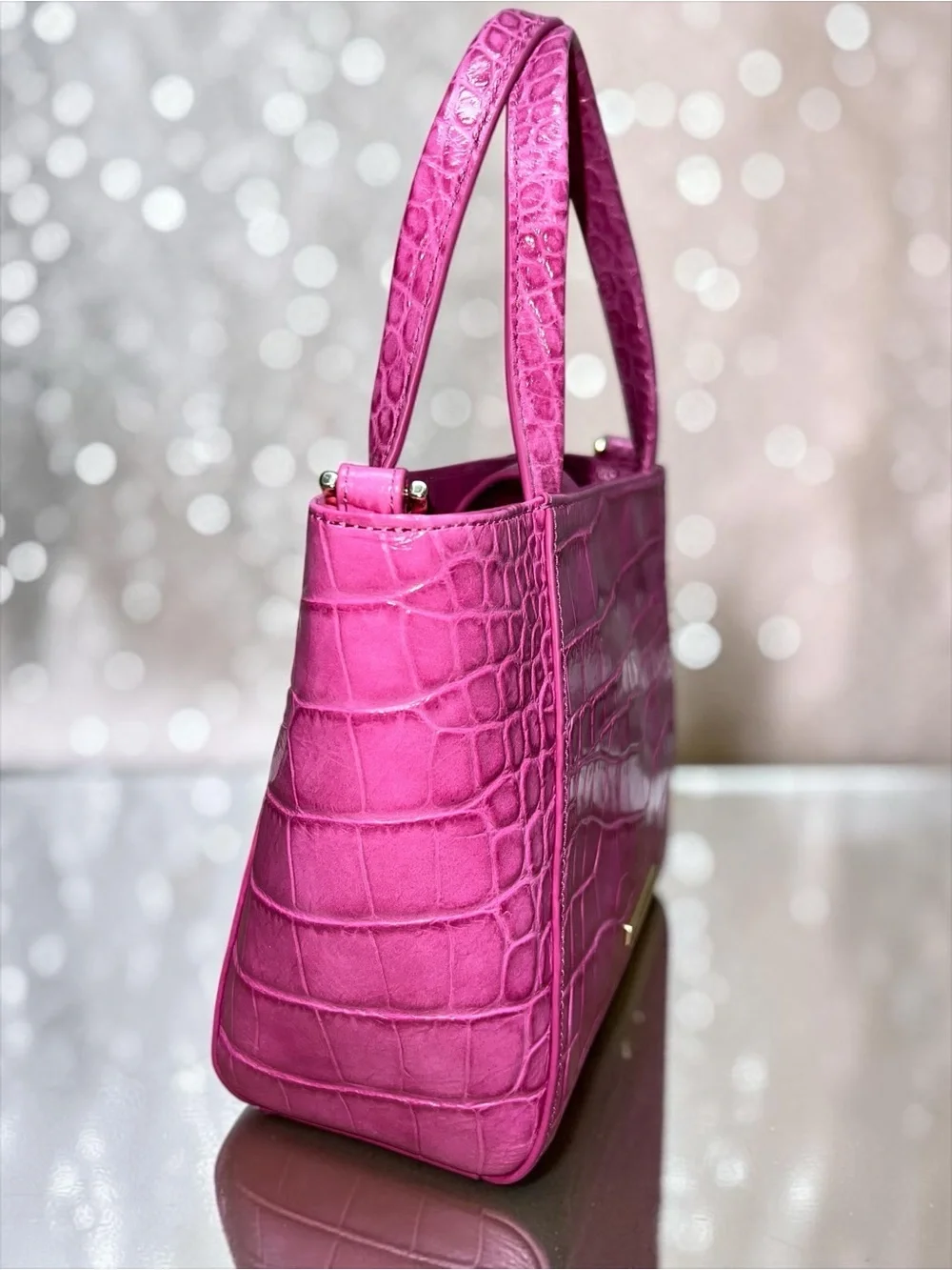 NWT Brahmin Leather Small Mona Tote and Pouch Set, Pink Alba